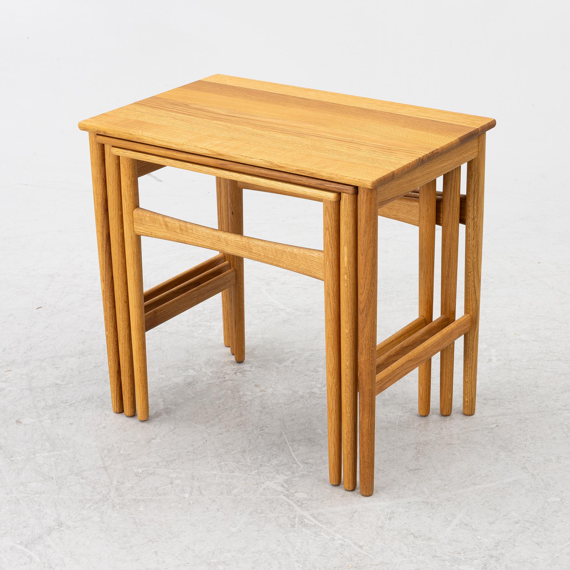 Hans J. Wegner, a 3 pieces nesting table, CH004, Carl Hansen & Søn, Denmark, contemporary.