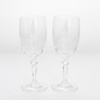 Drinking glasses, 21 pcs, with animal motifs, possibly Germany, late 20th century.