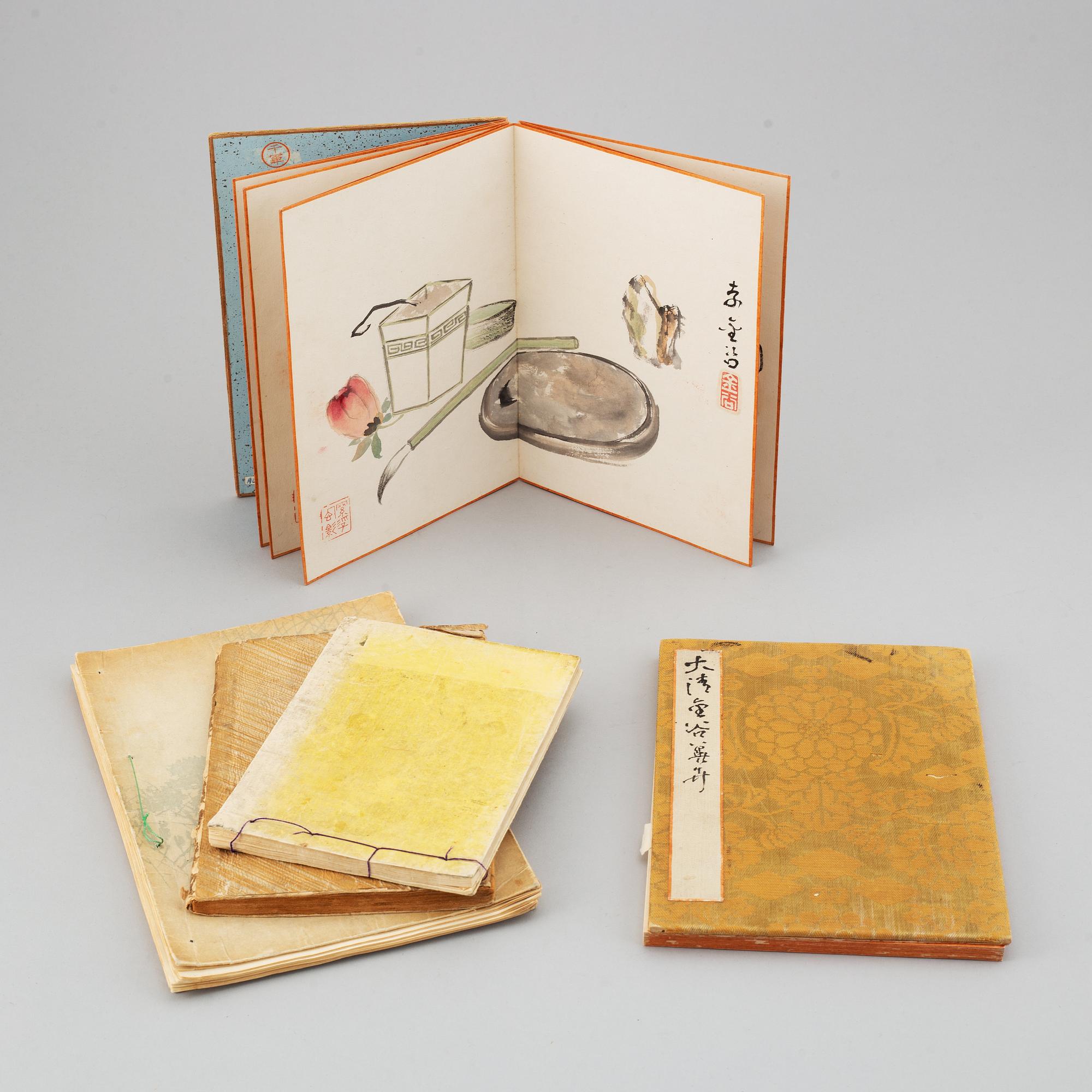 Four books, printed mostly in Japan, Meiji, late 19th century.