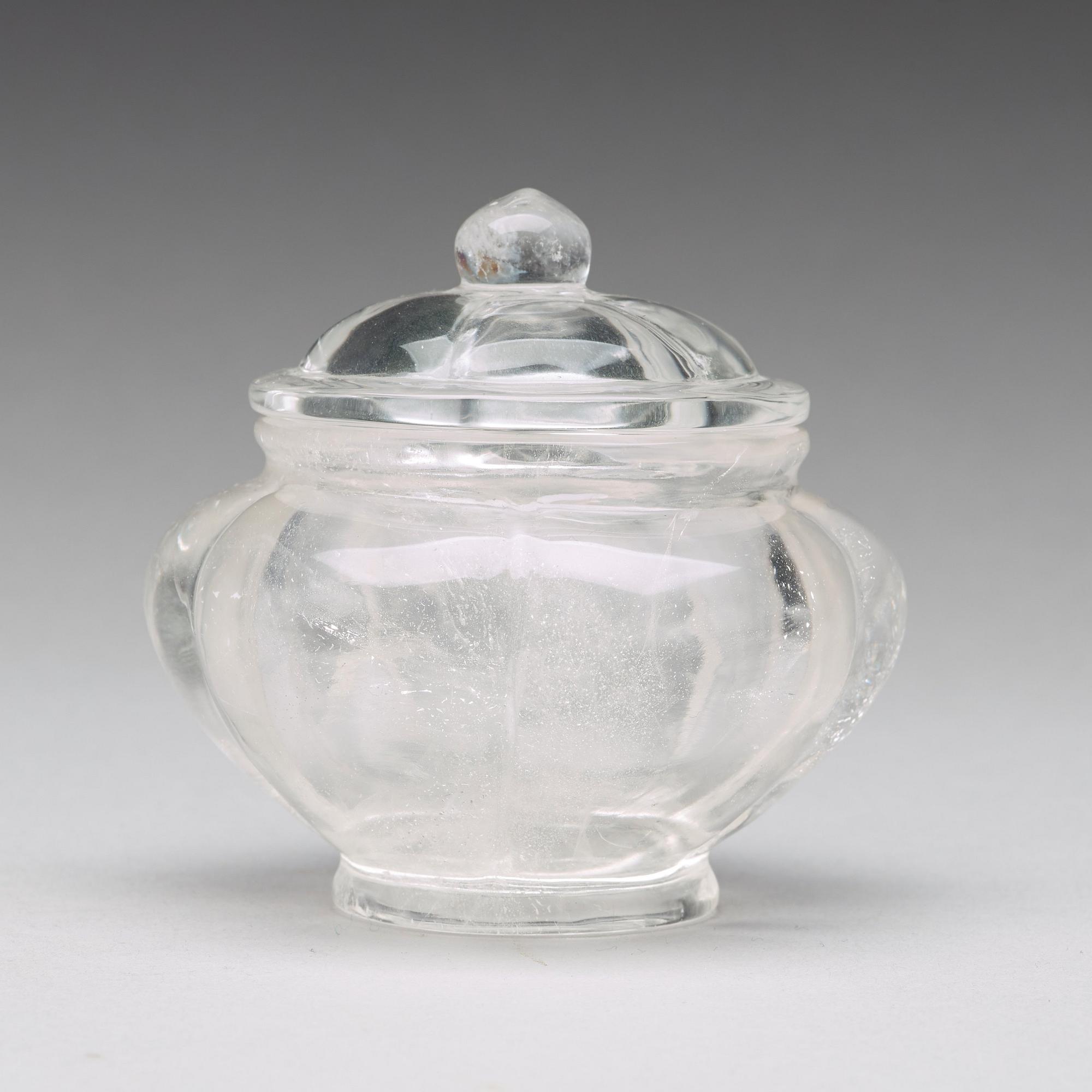 A Chinese rock crystal bowl with cover, 20th Century.