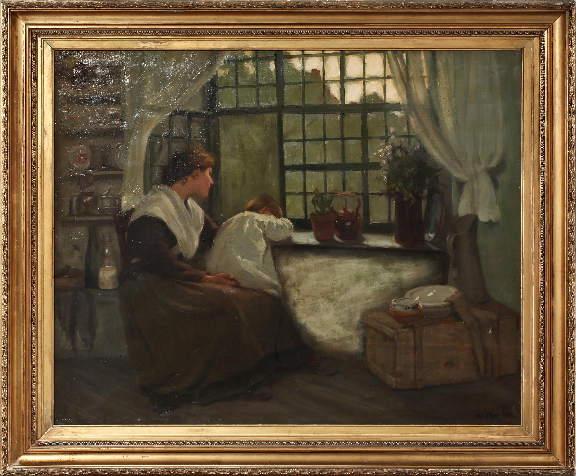 OKÄND KONSTNÄR, olja på duk, sign W Chambers, omkring sekelskiftet 1800/1900.