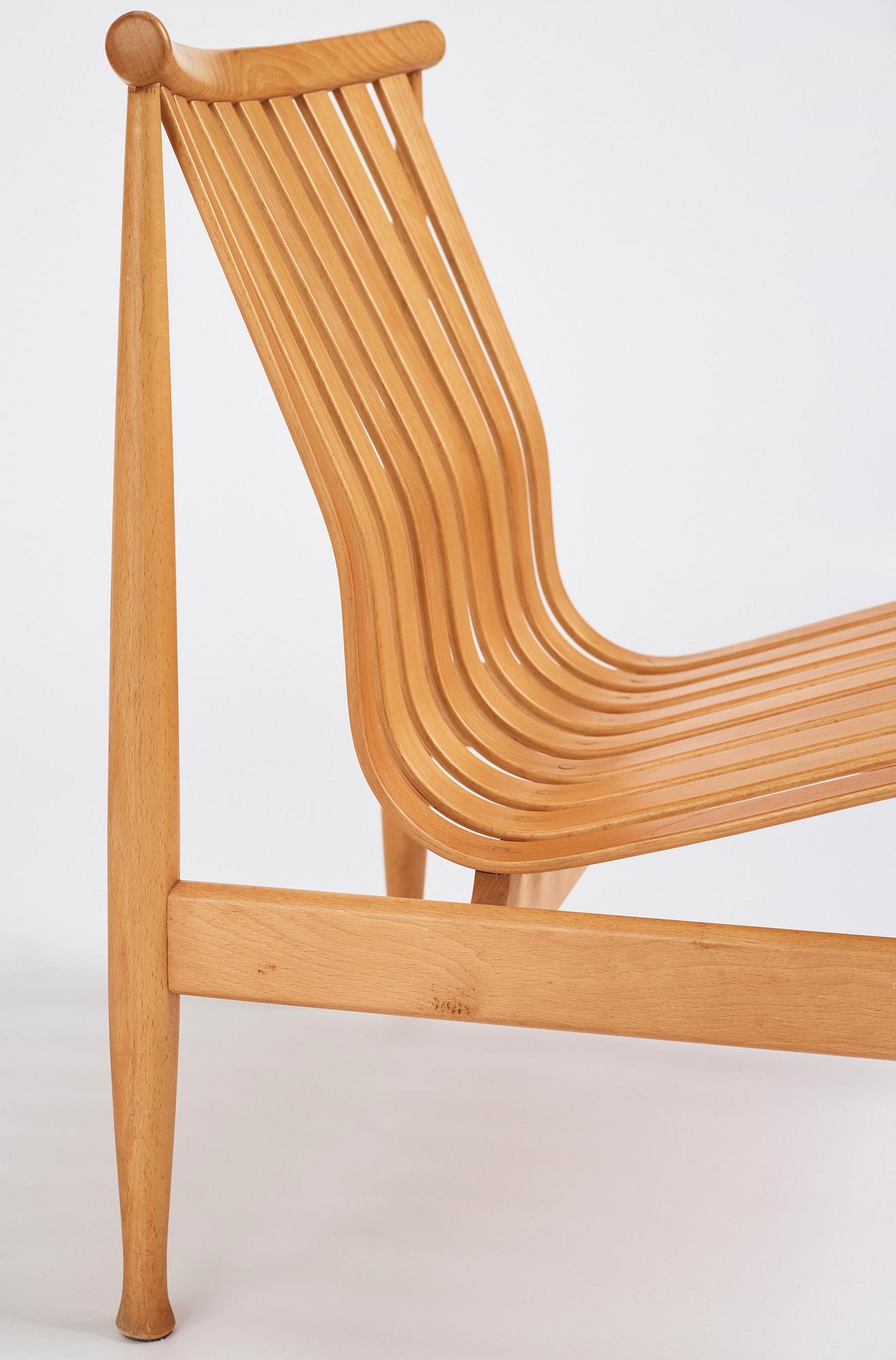 Hans Brattrud, a pair of 'Arktis' beech easy chairs, Hove Møbler, Norway, post 1961.