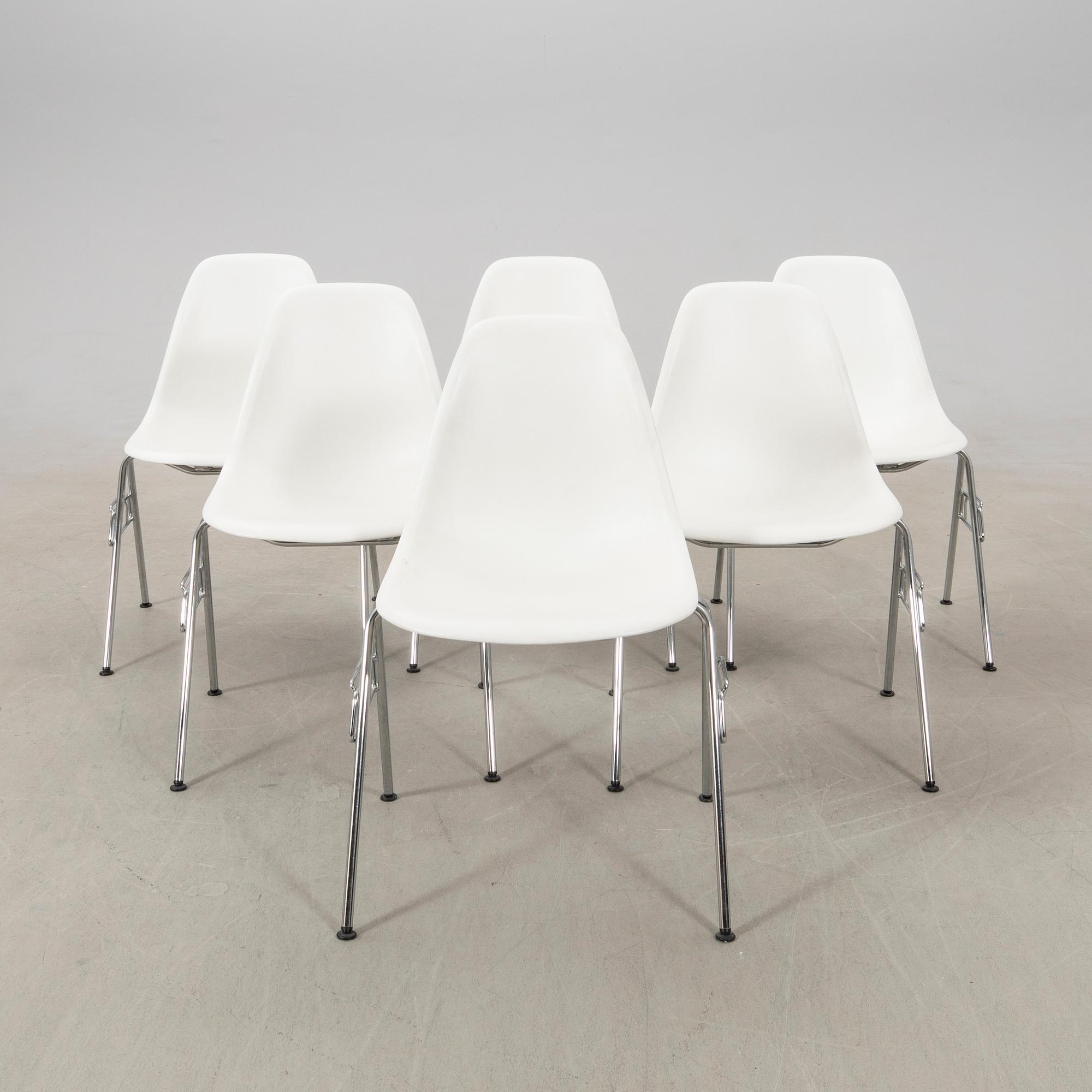Charles & Ray Eames, stolar 6 st "DSS Plastic side chair" för VItra 2002.