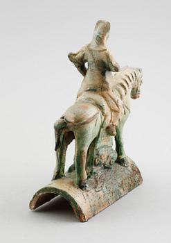 FIGUR, keramik, Kina, för taknock, Mingtyp.