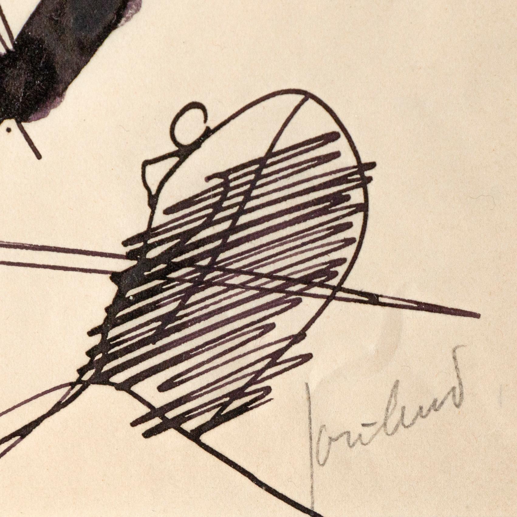 John Jon-And, blandteknik på papper, signerad.