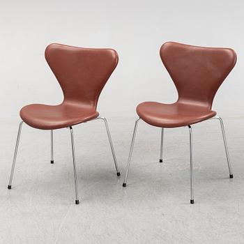 ARNE JACOBSEN, stolar, 6 st, "Sjuan", Fritz Hansen, Danmark.