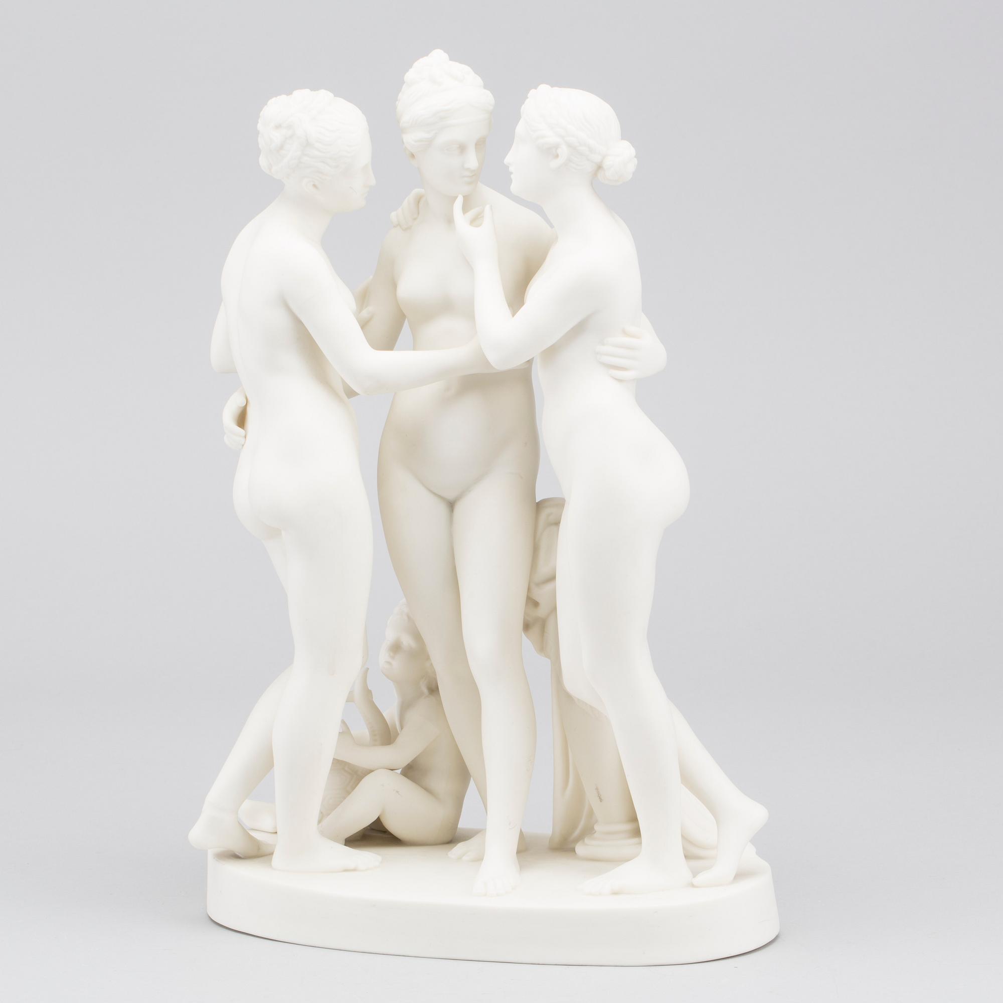 FIGURGRUPP "Gracerna och Amor" Gustavsberg parian 1900-talets första hälft.