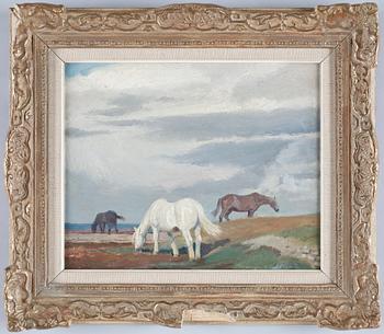 GRETA GERELL, olja på pannå. Sign.