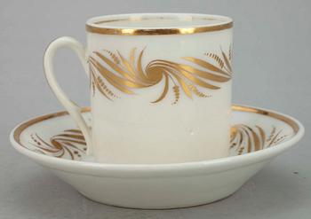 KAFFEKOPPAR, 6 st, porslin, 1800-talets början.