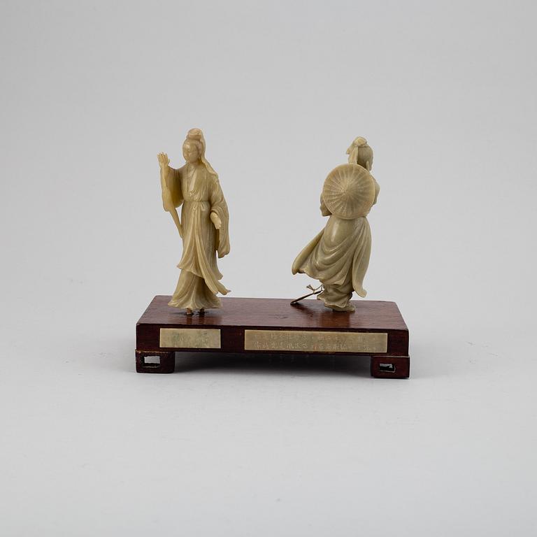 Two Soapstone figure groups, China, 20th Century.