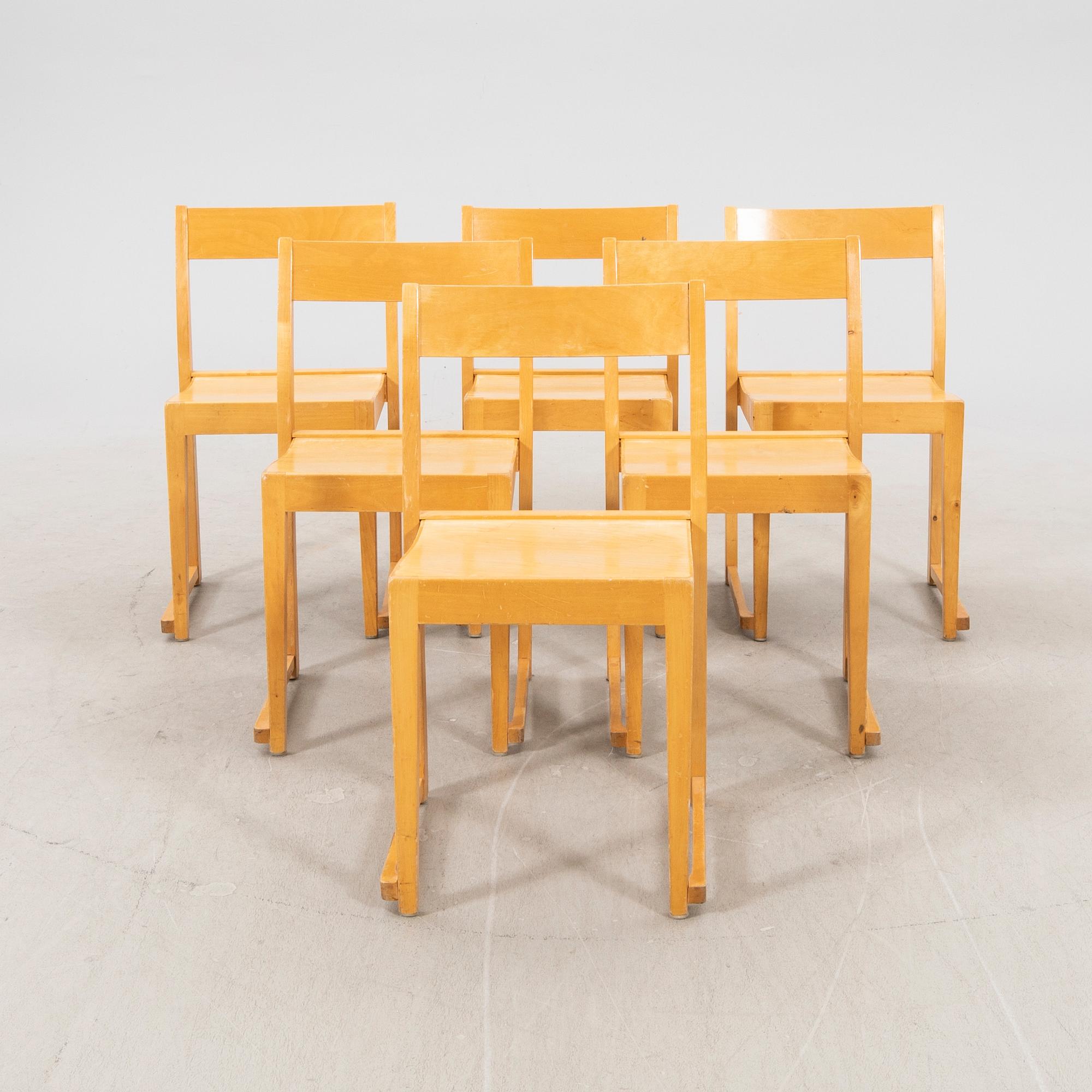 Sven Markelius, a set of stackable birch chairs.