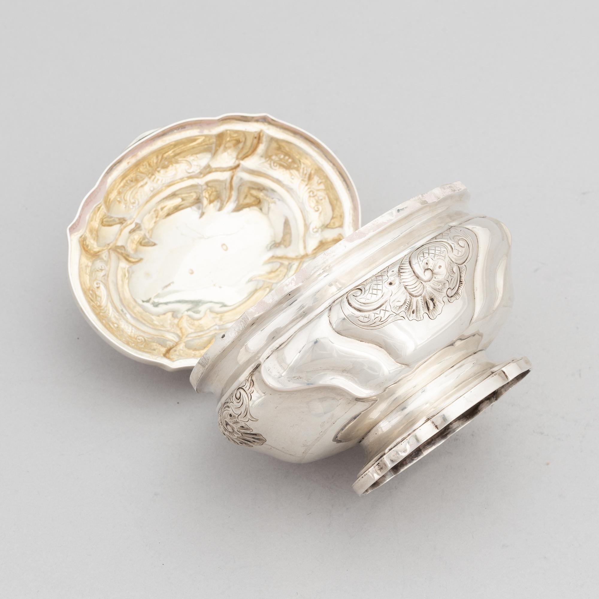 A silver sugarbox by Clement, Copenhagen 1880.
