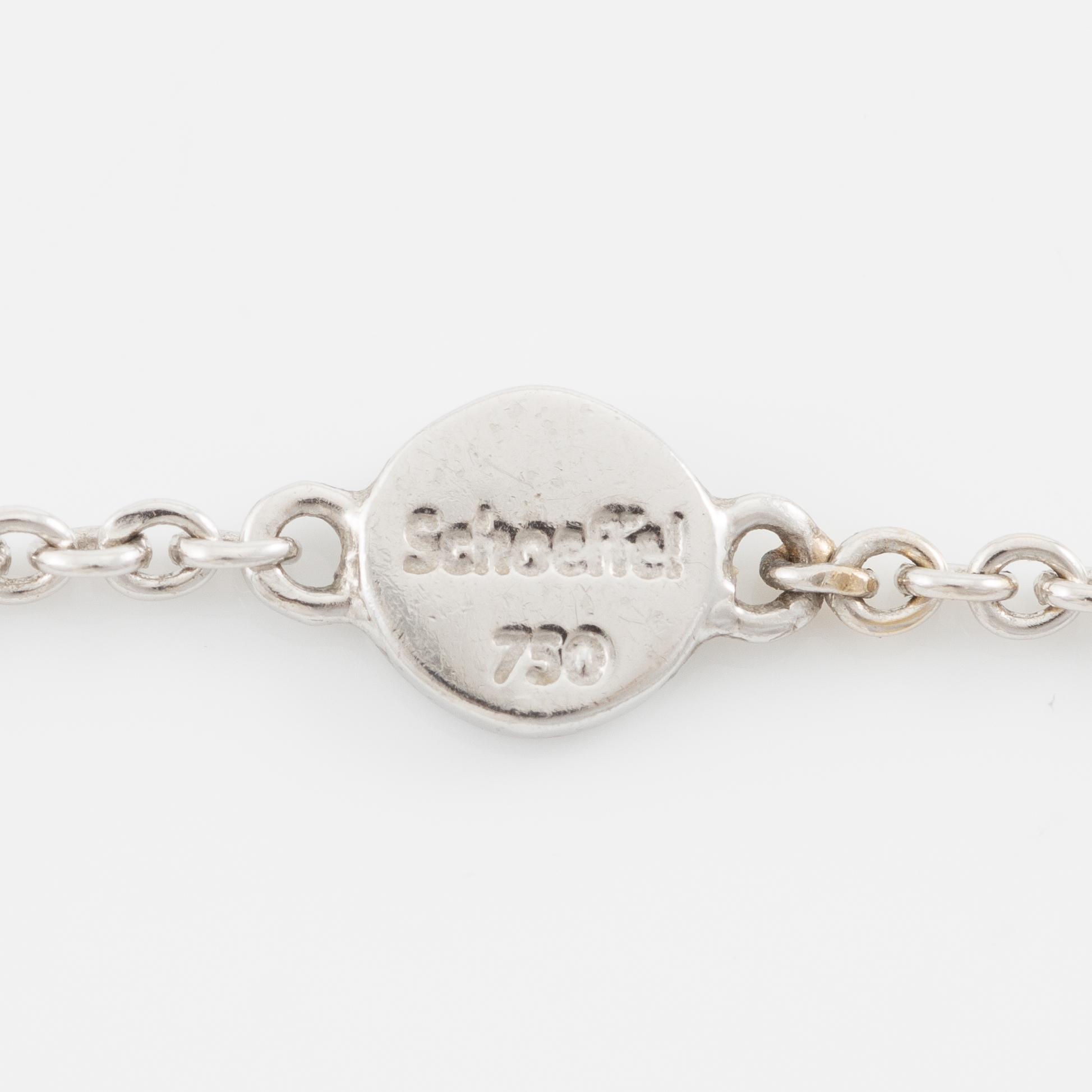 Necklace, 18K white gold with a pearl and brilliant-cut diamonds.