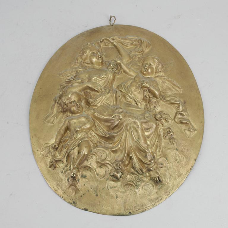 VÄGGRELIEF, patineradbrons, 1900-tal.