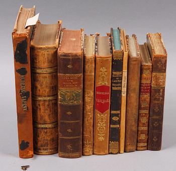 PARTI BÖCKER, 10 st, bla "Vapenlära" av Arvid Rudling 1895.