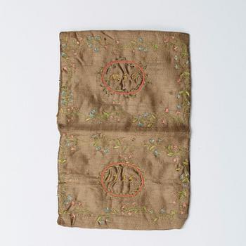 A WALLET, SILK. 15,5 x 12 cm. Sweden 1795.