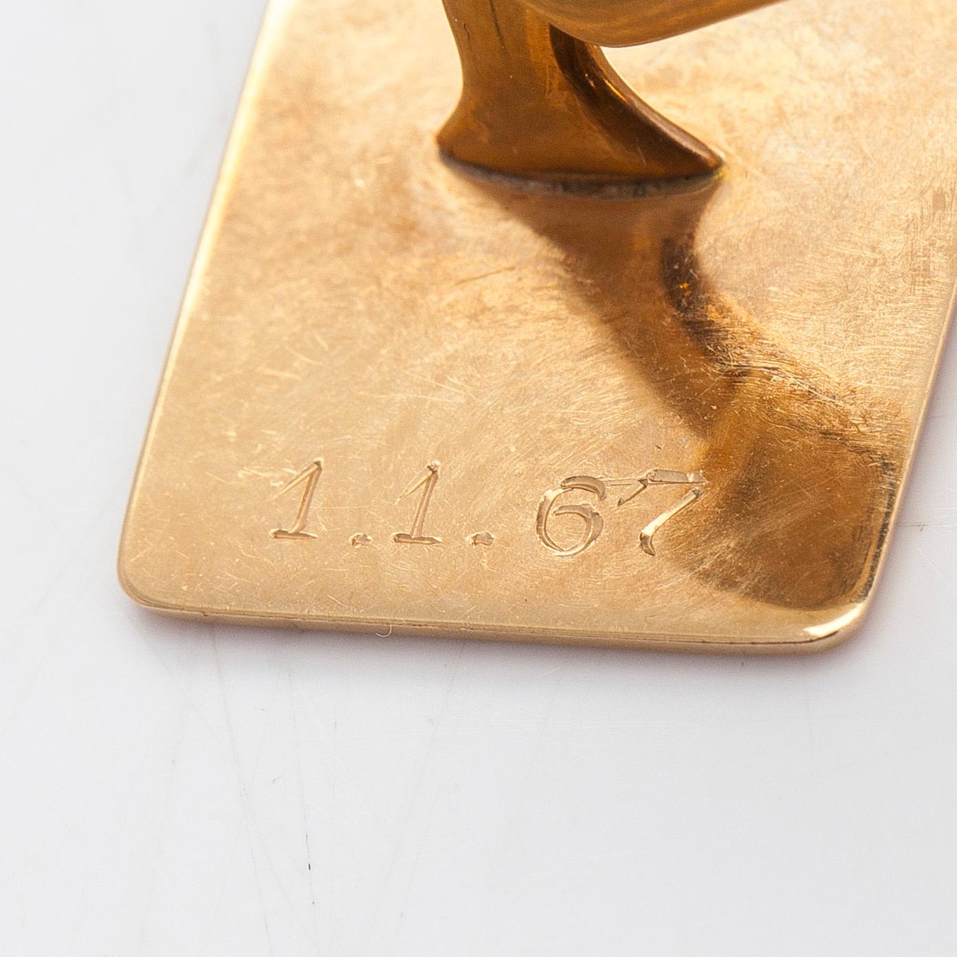 A pair of  14K gold 'Bore' cufflinks, Kultateollisuus Oy, Turku 1966.