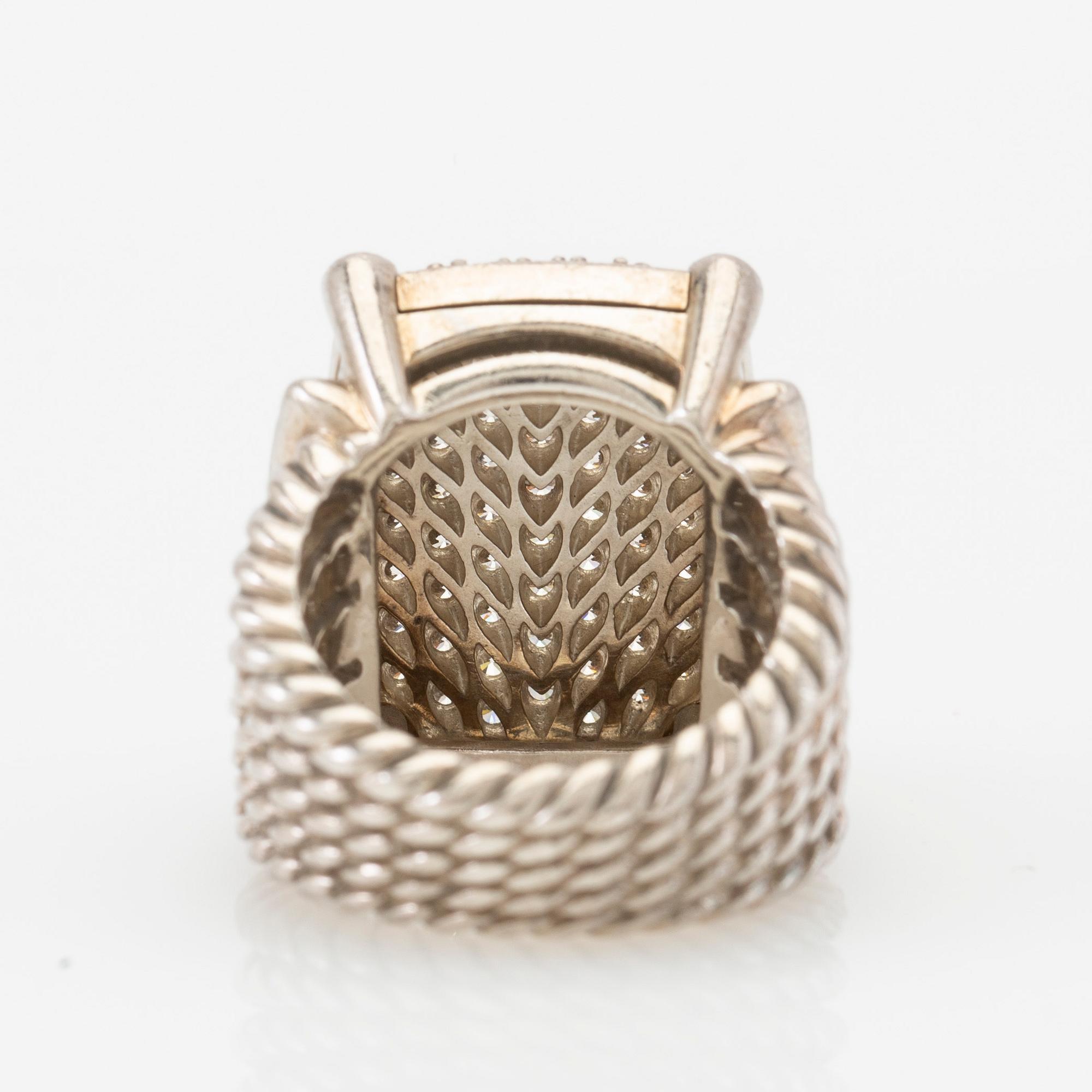 David Yurman, ring, silver och briljantslipade diamanter.
