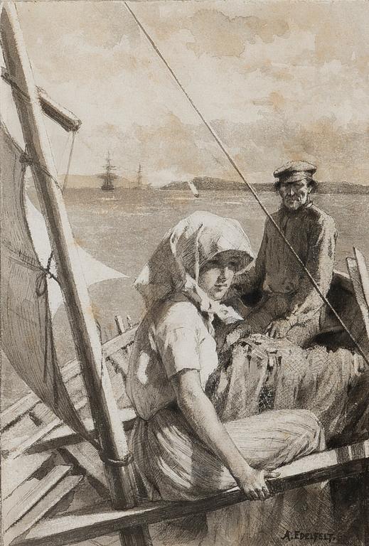 ALBERT EDELFELT, "PÅ HAVET, VÄLGÖRENHETSLAVERING".