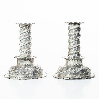 John Henry Rawlings, a pair of silver candle sticks, London, England, 1887.