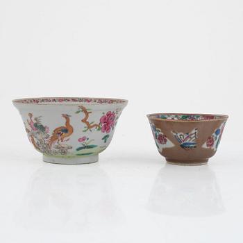 Two Chinese porcelain bowls, Qing dynasty, Qianlong (1736-95) and a bowl, China, early 20th century.