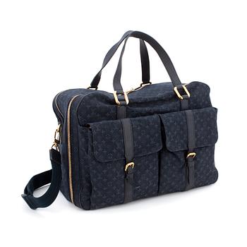 768. LOUIS VUITTON a blue lin weekednbag, "Lin Claudine".