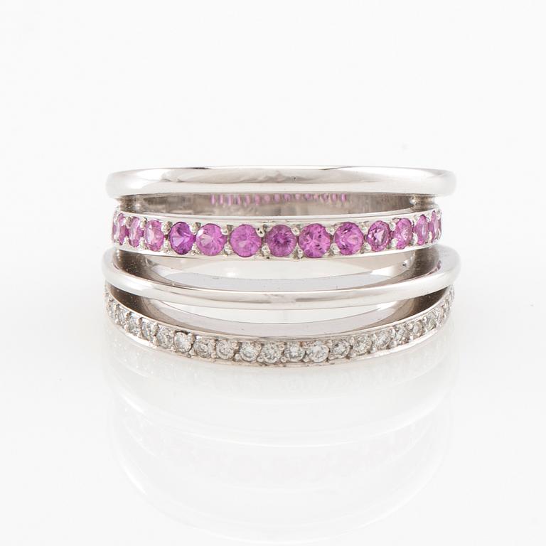 Ring 18K white gold with diamonds and pink sapphires, Engelbert Stockholm 2003.