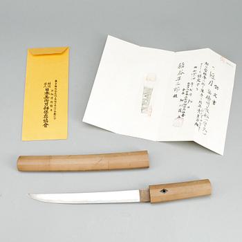 TANTO, Muromachiperioden, 1427, signerad Morihisa, Bishu Osafune, Japan.