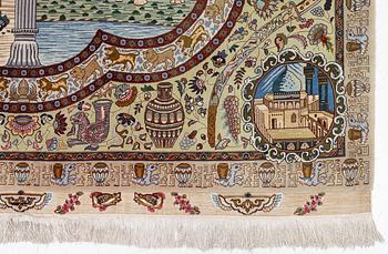 Rug, Tabriz pictorial, approx. 316 x 195 cm.
