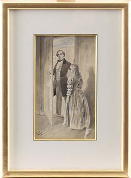 JENNY NYSTRÖM, blandteknik, monogramsignerad.