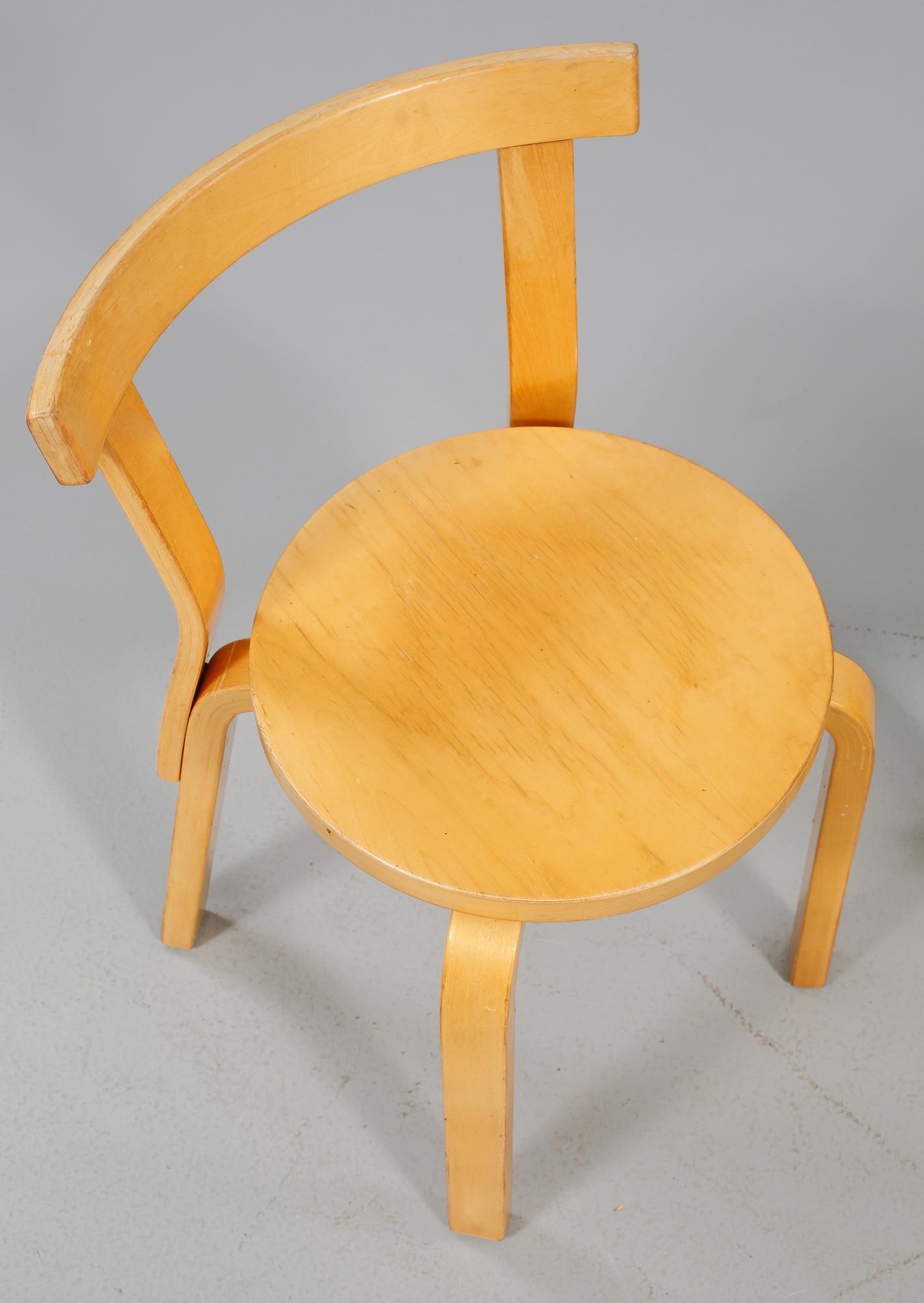 STOLAR, 6 st, troligen "Chair 68", Alvar Aalto, Artek, 1900-talets andra hälft.