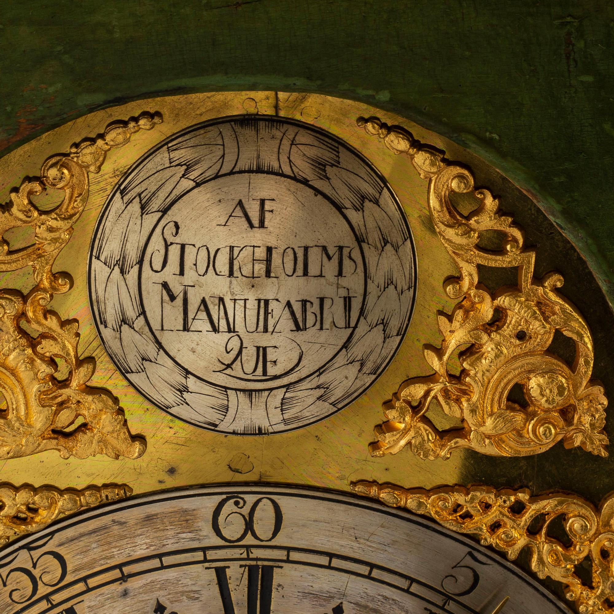 A Swedish Late Baroque table clock from Stockholm Manufabrique.