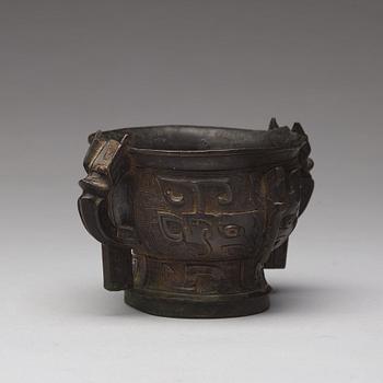 An archaistic bronze censer, presumably Ming dynasty.