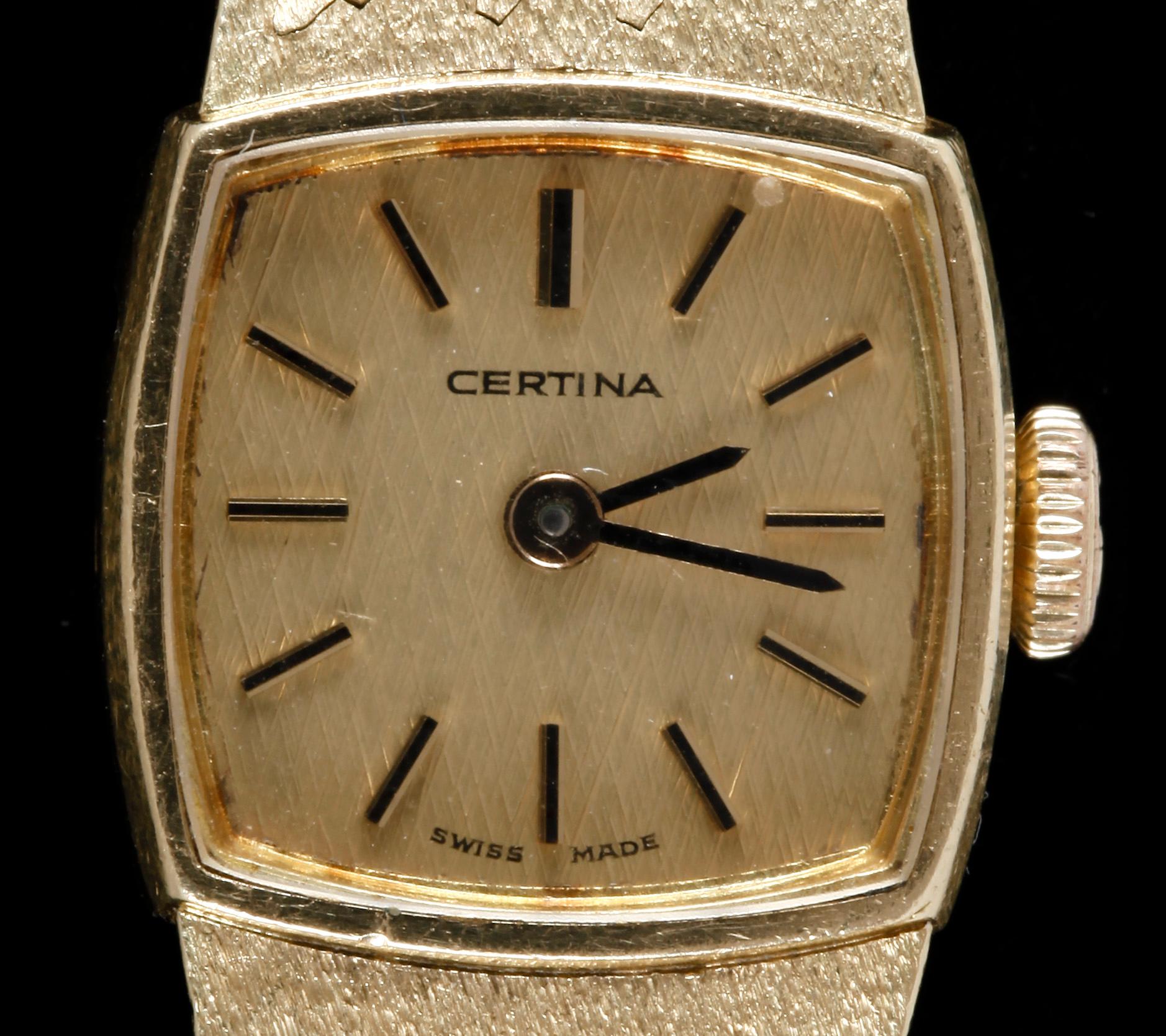 DAMARMBANDSUR, Certina, 18k guld, 1900-talets sista kvartal. Totvikt 32,7g.