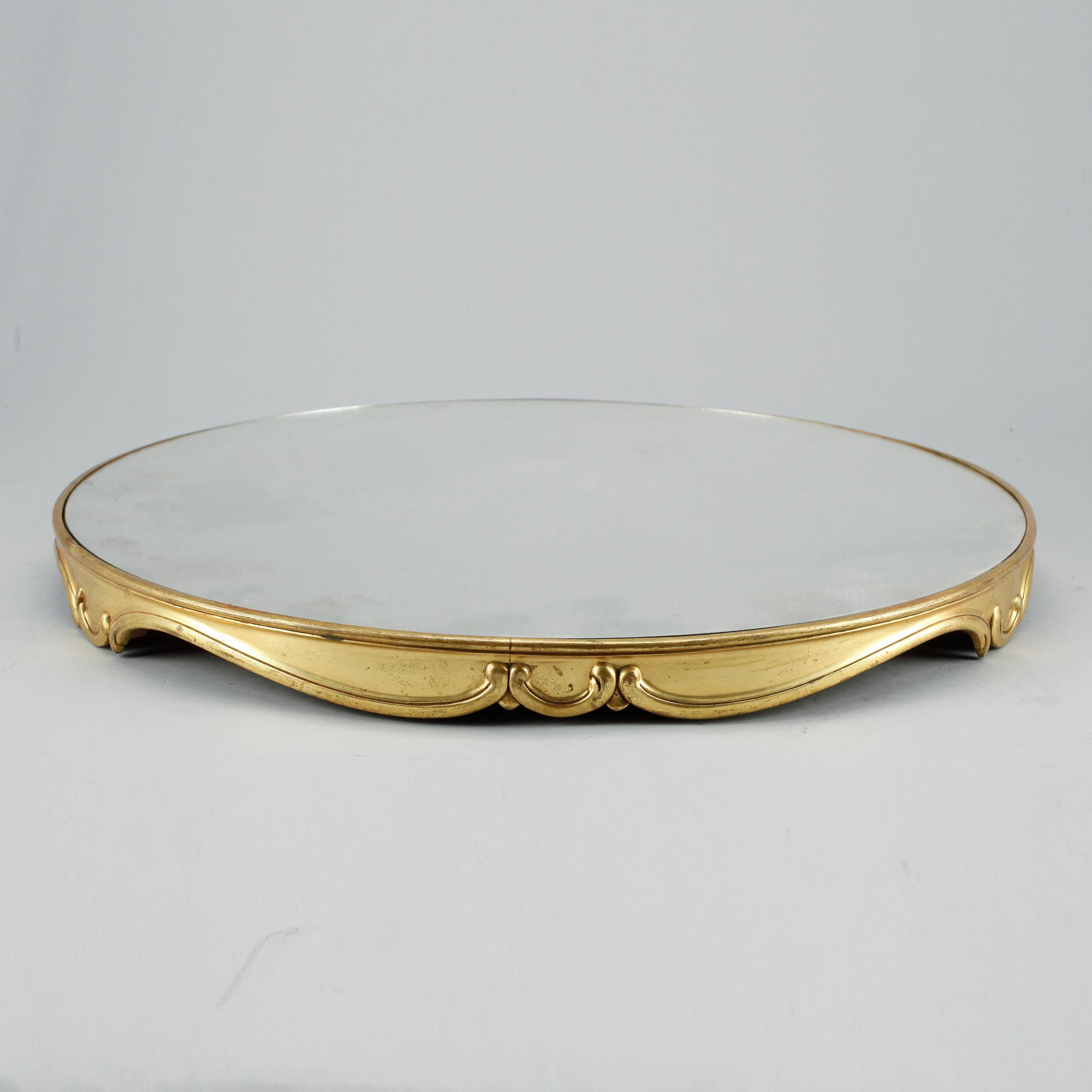 BORDSPLATEAU, brons samt spegelglas, 1800/1900-tal.