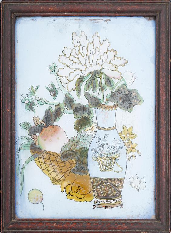 GLASMÅLNINGAR, 2 st, Kina, 1800/1900-tal.