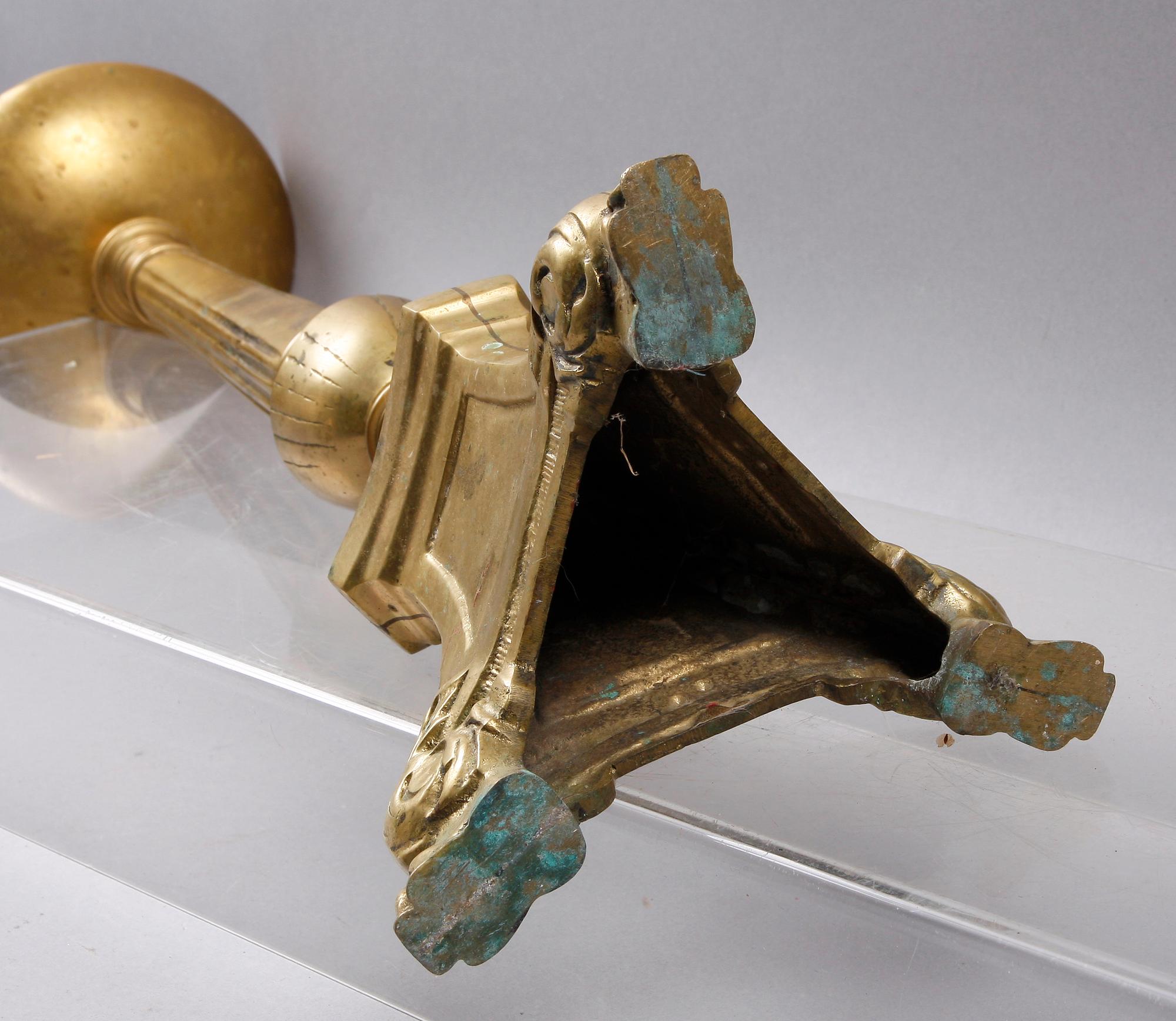 LJUSSTAKE, mässing, barockstil, 1900-tal.