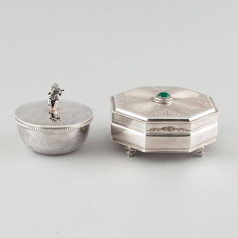 BOXES, 1+1, silver, totally approx 640 gram.