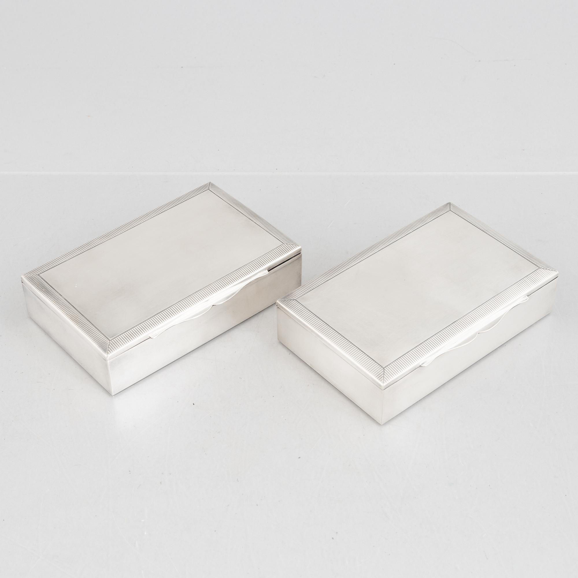 Two silver 830 cigarette cases, Swedish import marks, MEMA, circa mid-20th century.