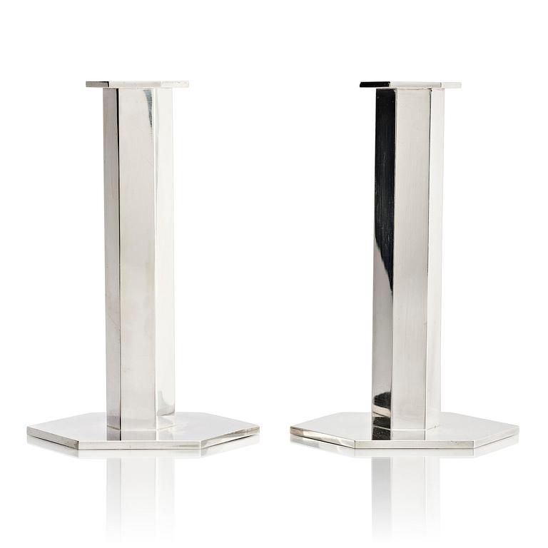 Wiwen Nilsson, a pair of sterling silver candlesticks, Lund, Sweden, 1973-1974.