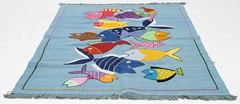 A hand-embroidered Kelim rug, 178 x 121 cm.