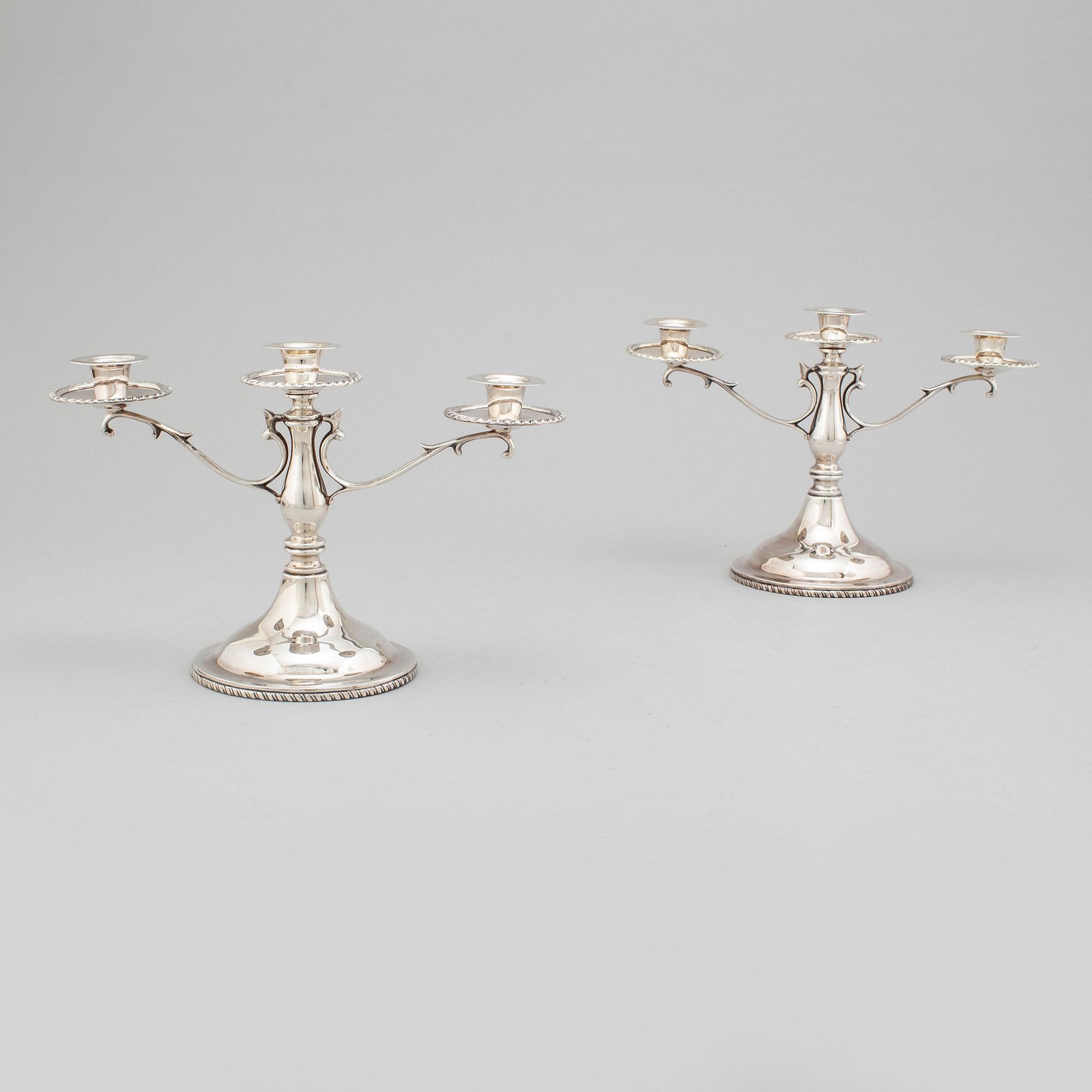 CANDELABRA, a pair, sterling silver, Mexico. Second half of the 20th century.
