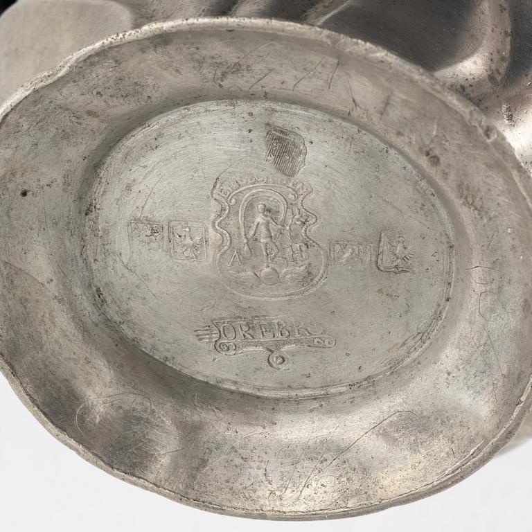 A Rococo pewter coffee-pot, mark of A. Hedenbom (master in Örebro 1750-1767/68).