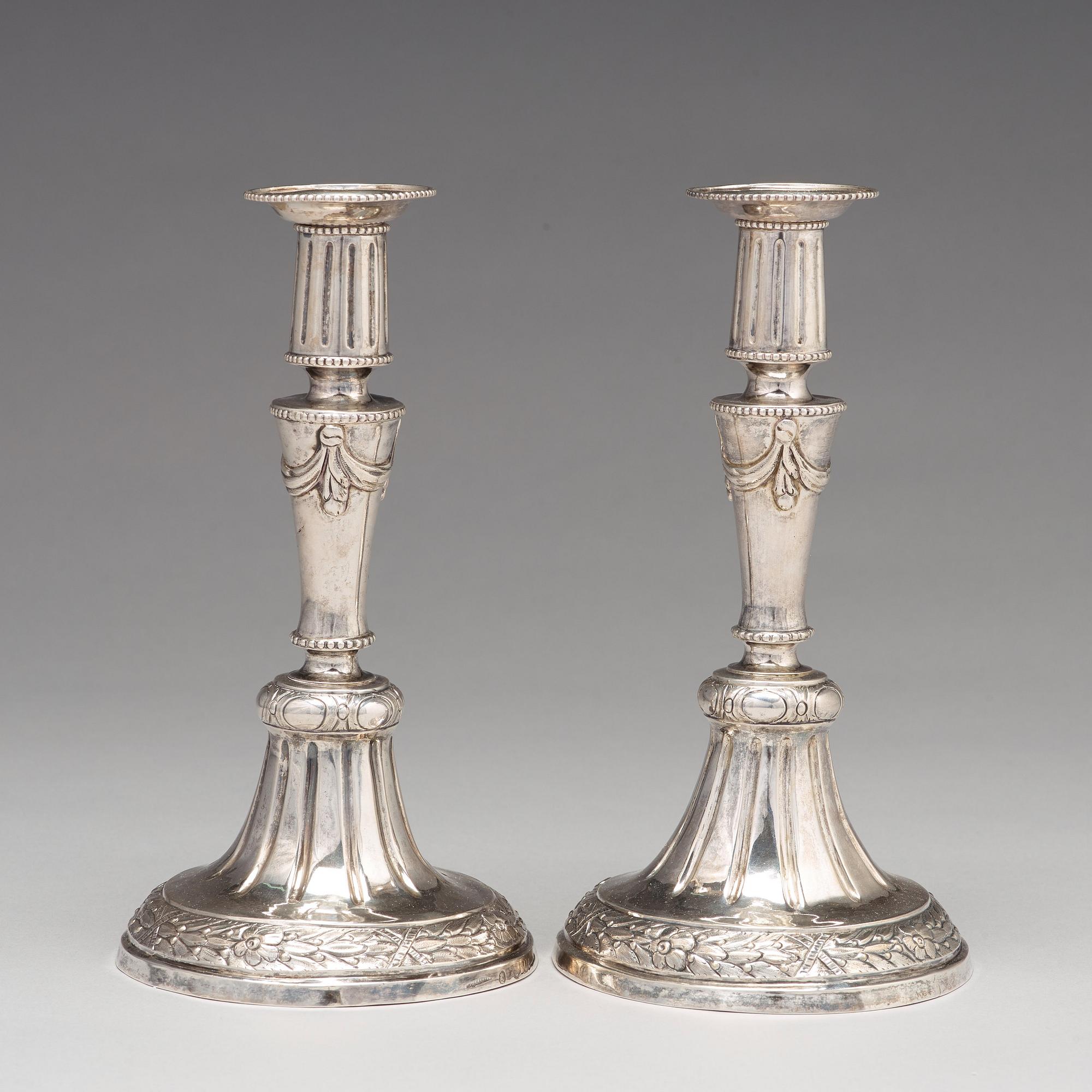 Mikael Åström, ljusstakar, ett par, silver, Stockholm 1786. Gustavianska.