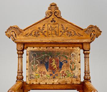 KARMSTOL, nyrenässans. Ek, 1800-talets slut.