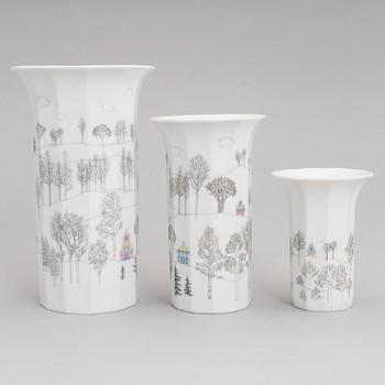 TAPIO WIRKKALA ja RUT BRYK. Posliiniesineitä. 7 osaa. "Winterreise" & "Polygon". Rosenthal. 1900-luvun loppu.