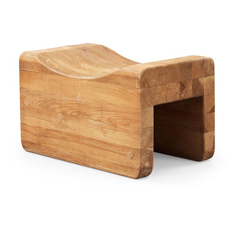 Axel Einar Hjorth, a stained pine stool, probably 'Utö' Nordiska Kompaniet, Sweden 1930's.