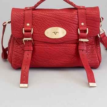 MULBERRY, a poppy red leather 'Alexa' bag.