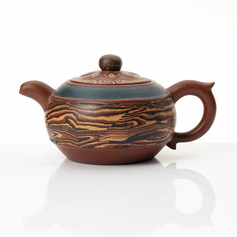 He Yanping, A polychrome yixing teapot, China, 1990s.