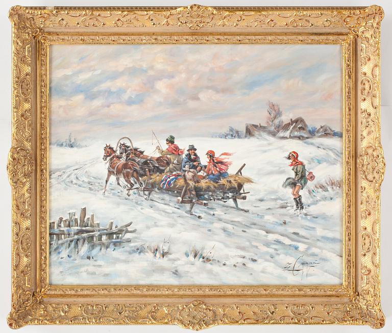 Z CYGAN, olja på duk. Signerad.